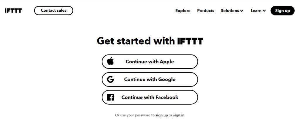 kết nối tài khoản sử dụng ifttt