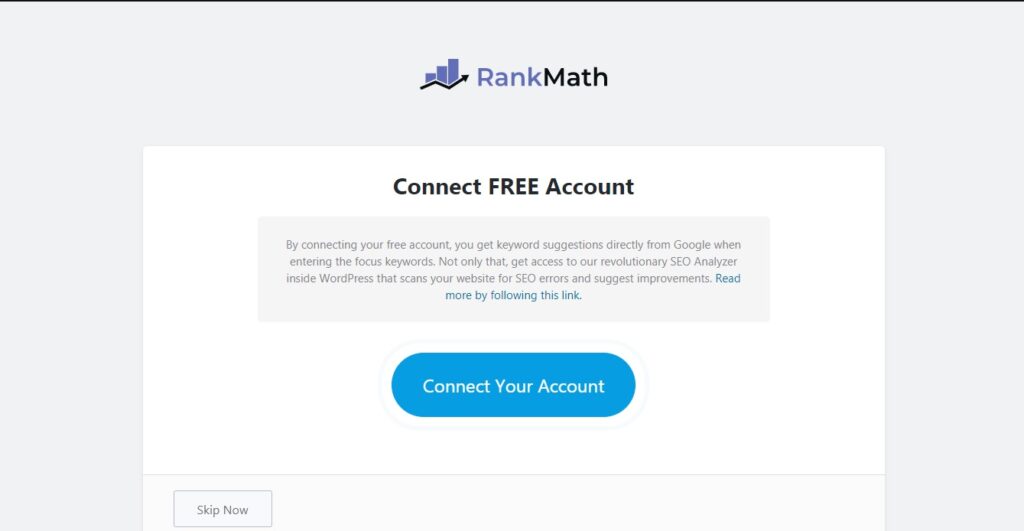 kết nối tài khoản với plugin rank math
